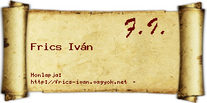 Frics Iván névjegykártya